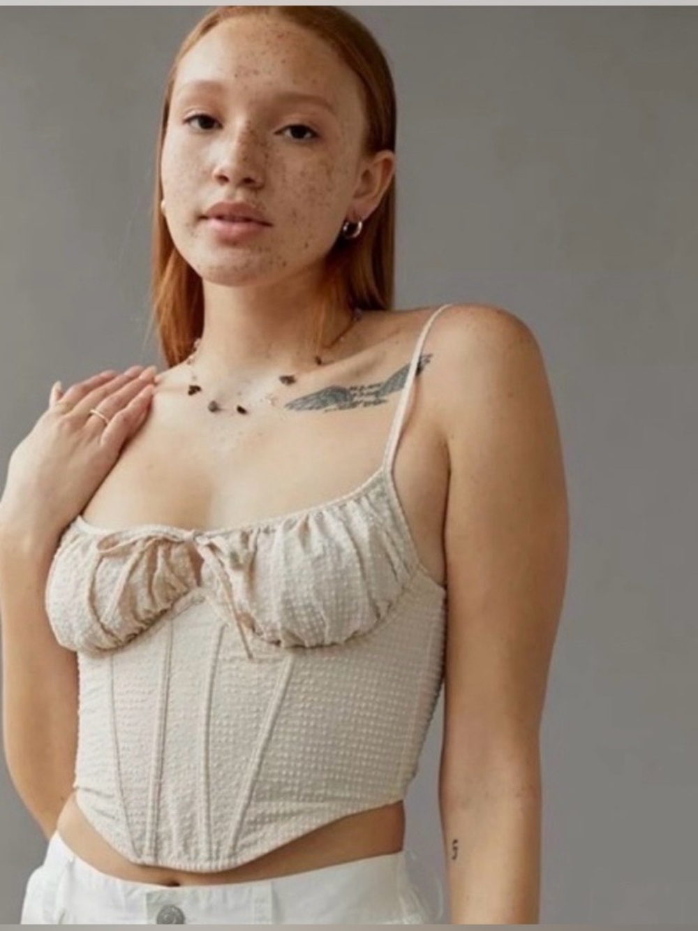 Urban Outfitters Out From Under Ivory Corset Bustier Crop Top Size M NWT